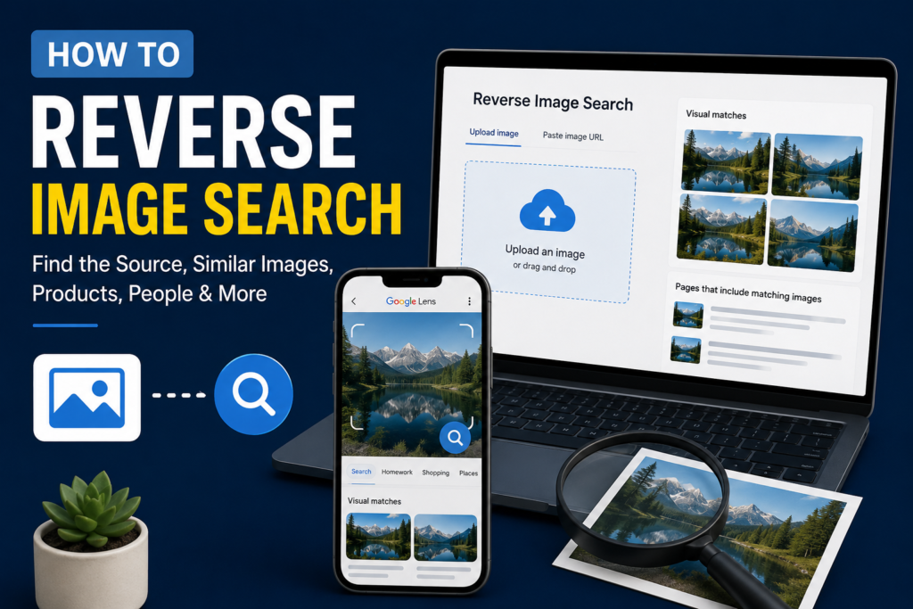 How to reverse image search using a laptop and smartphone with visual search results.