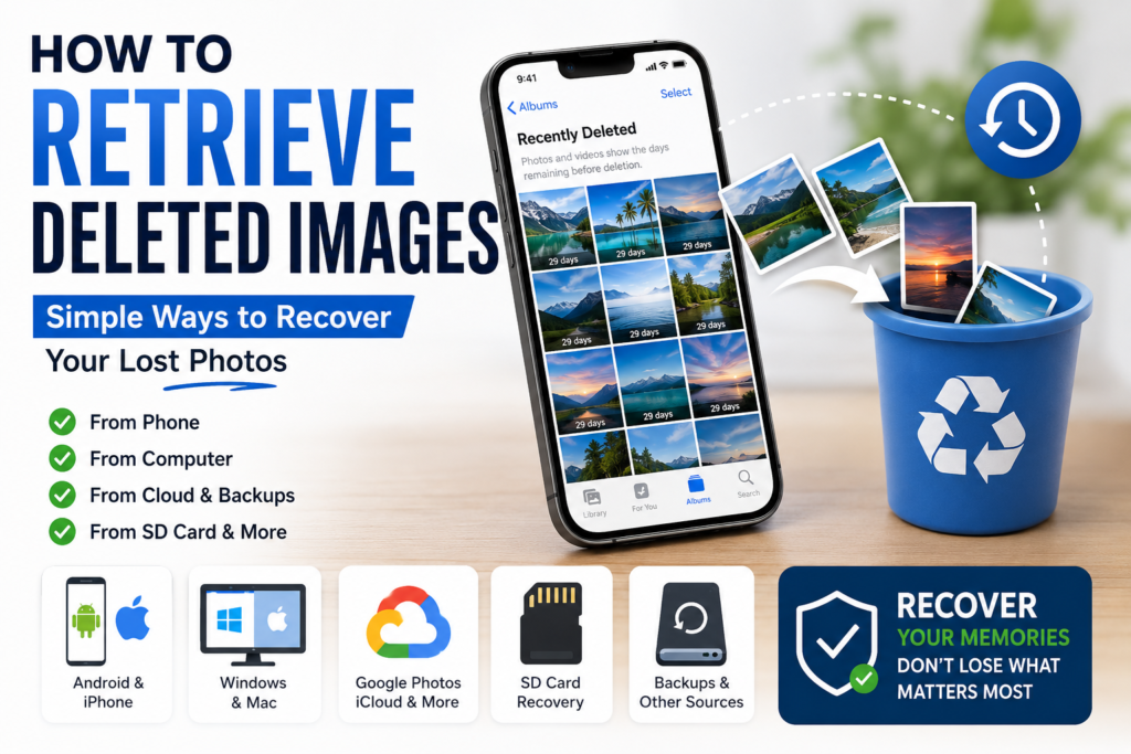 How to retrieve deleted images from phones, computers, cloud backups, and SD cards